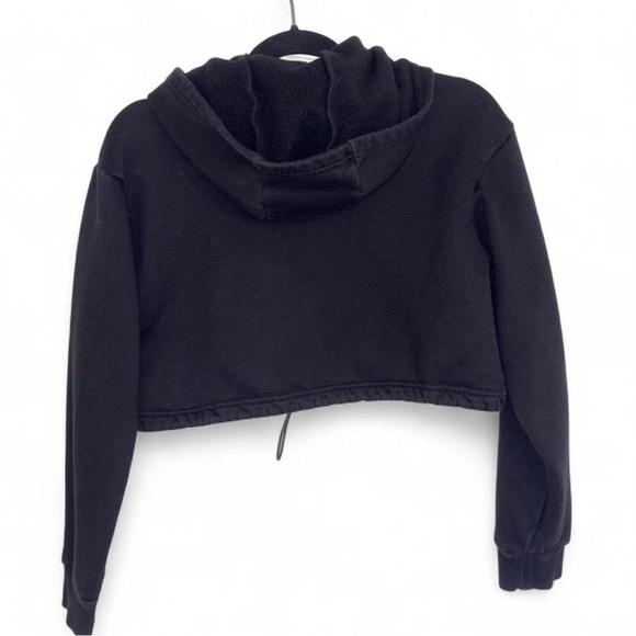 Black Zip-Up Cropped Hoodie - Picture 2 of 3